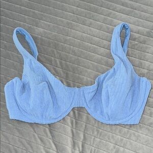 Abercrombie & Fitch Blue Ribbed Terry Cloth Curve Love Bikini Swim Top